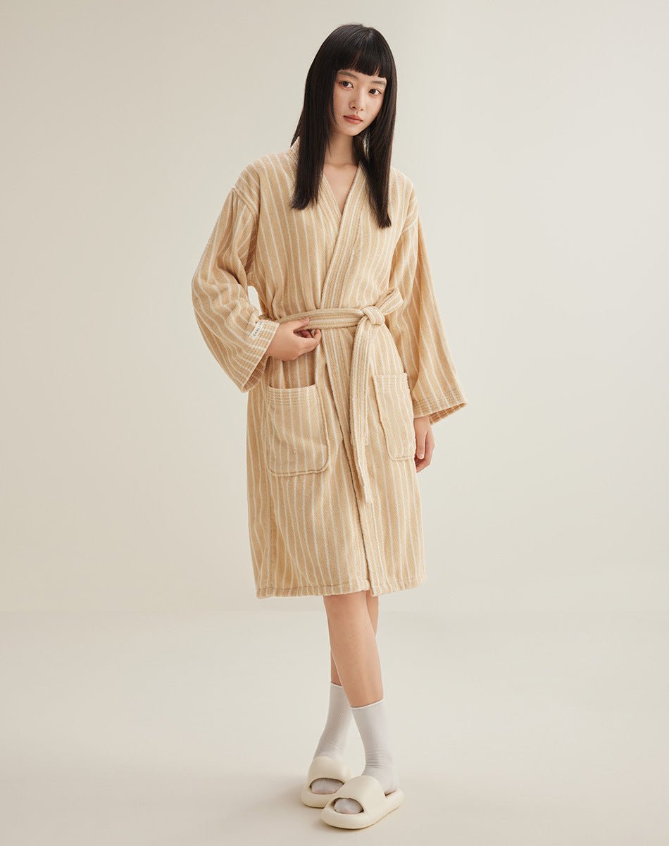 Women's Cotton Striped Bathrobe Terry - watkins innovators