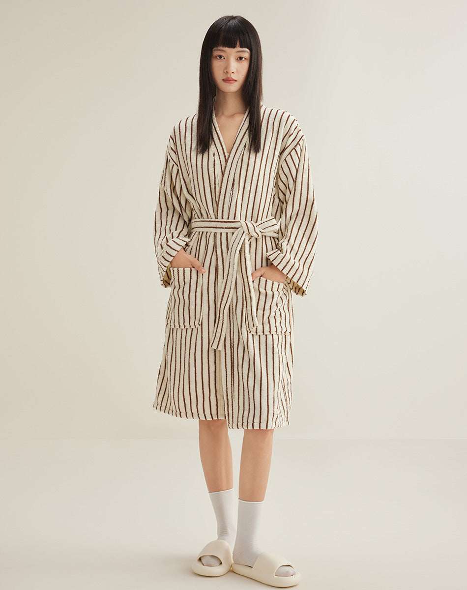 Women's Cotton Striped Bathrobe Terry - watkins innovators