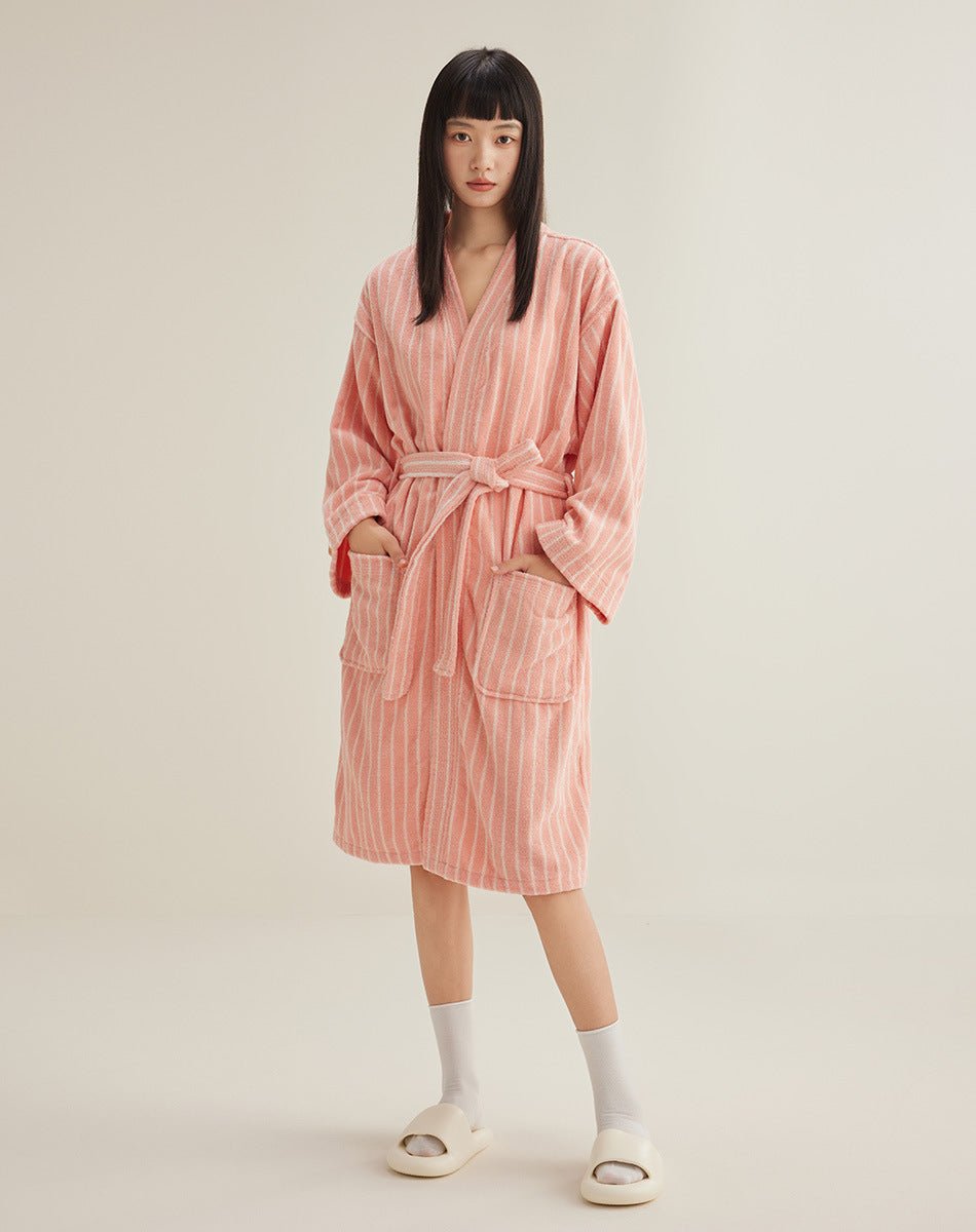 Women's Cotton Striped Bathrobe Terry - watkins innovators