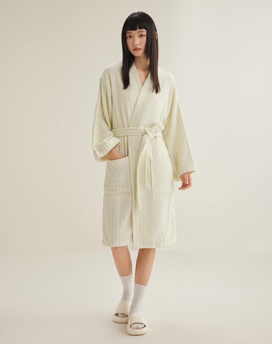 Women's Cotton Striped Bathrobe Terry - watkins innovators
