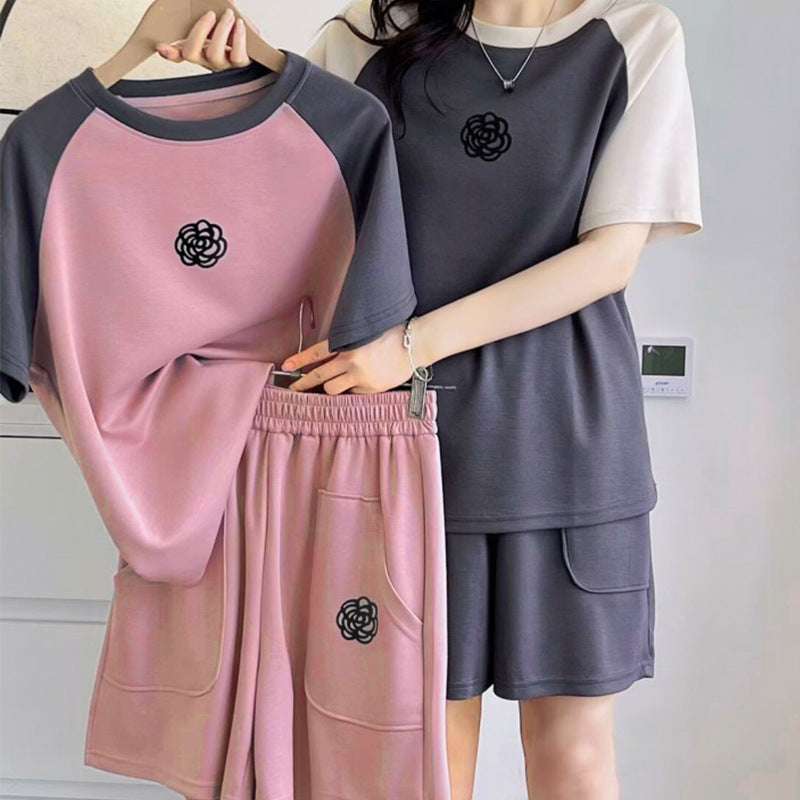 Women's Middle - aged Leisure Fashionable Short Sleeve Shorts Two - piece Set - watkins innovators
