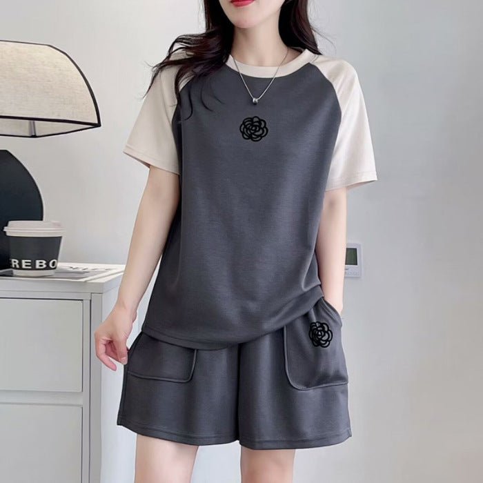 Women's Middle - aged Leisure Fashionable Short Sleeve Shorts Two - piece Set - watkins innovators