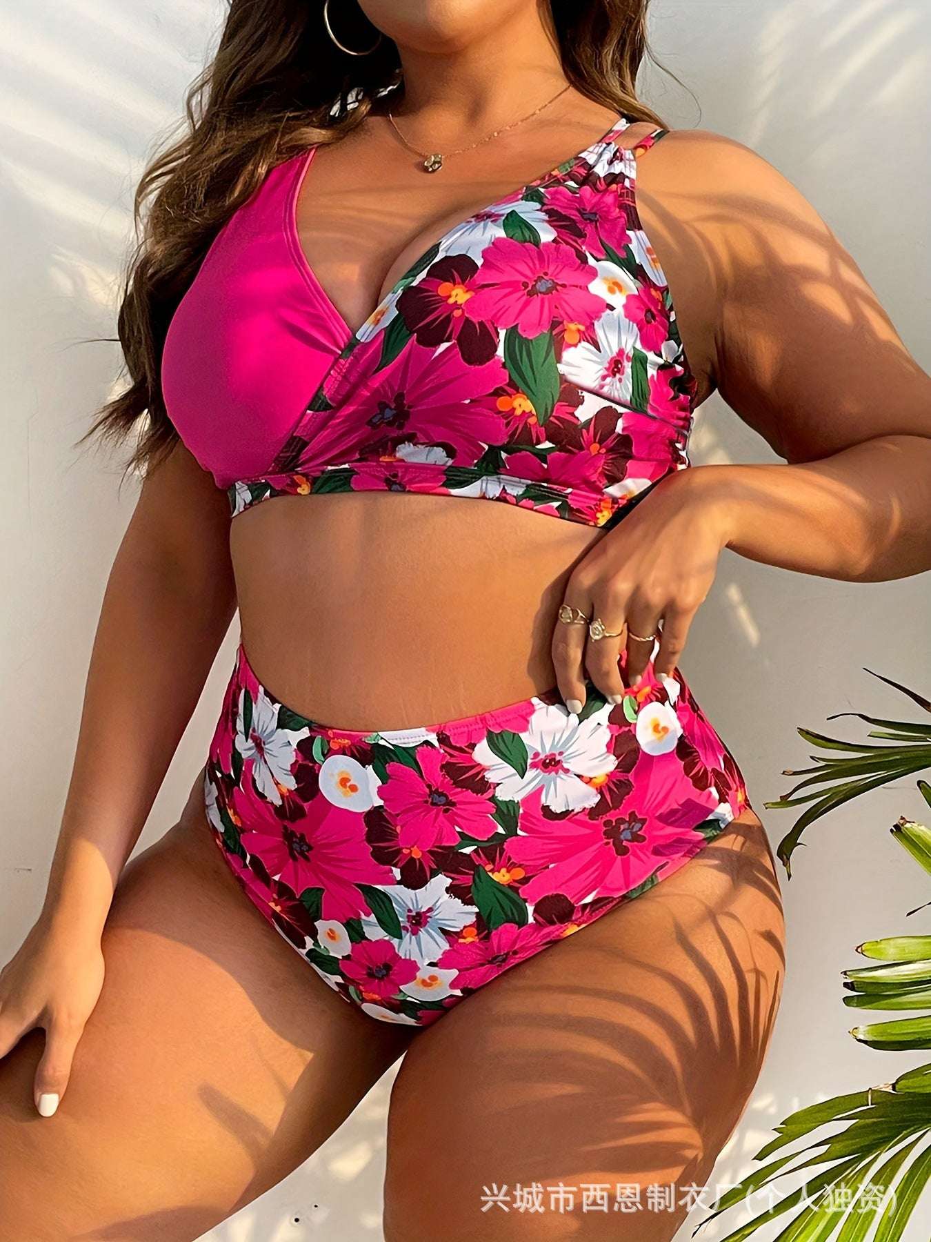 Plus Size Digital Printing Push Up Fashion Women's Split Bikini Swimsuit - watkins innovators