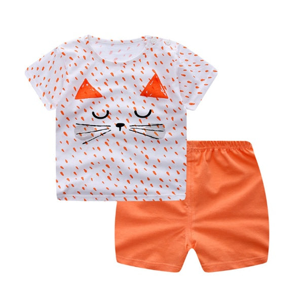 Cartoon Clothing Baby Boy Summer Clothes T-shirt Baby Girl Casual Clothing Sets - watkins innovators