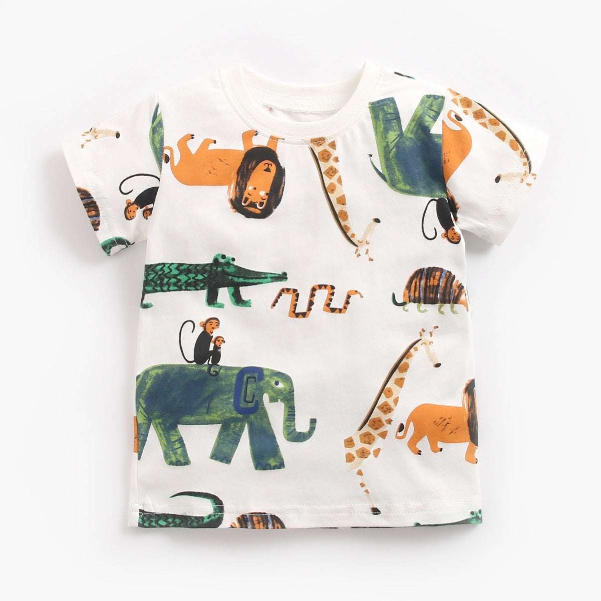 Baby Clothes Korean Children'S Clothing Baby Boy Animal Print Short Sleeve T-Shirt Shorts Two Piece Set Summer - watkins innovators