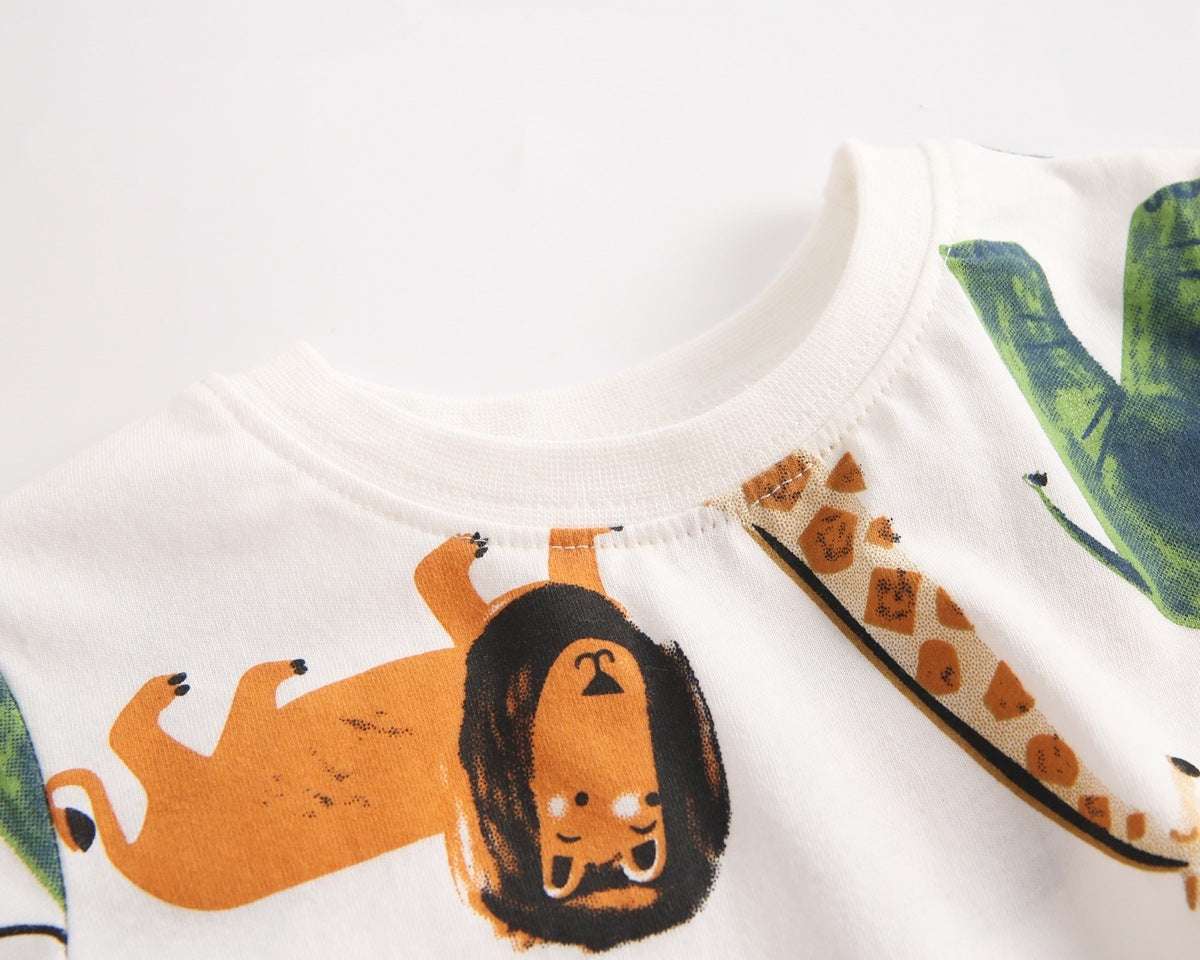 Baby Clothes Korean Children'S Clothing Baby Boy Animal Print Short Sleeve T-Shirt Shorts Two Piece Set Summer - watkins innovators