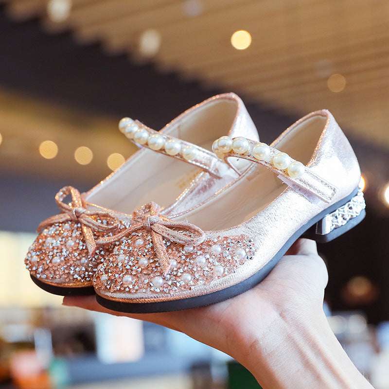 Leather Shoes Soft Sole Aisha Princess Shoes Children Crystal Shoes Flashing Baby Shoes - watkins innovators