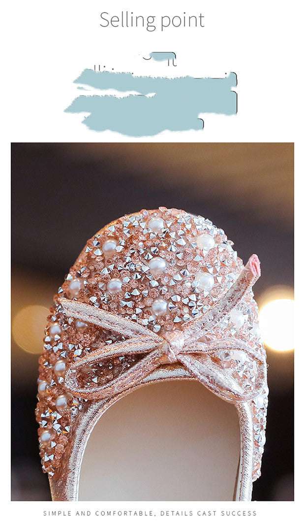 Leather Shoes Soft Sole Aisha Princess Shoes Children Crystal Shoes Flashing Baby Shoes - watkins innovators