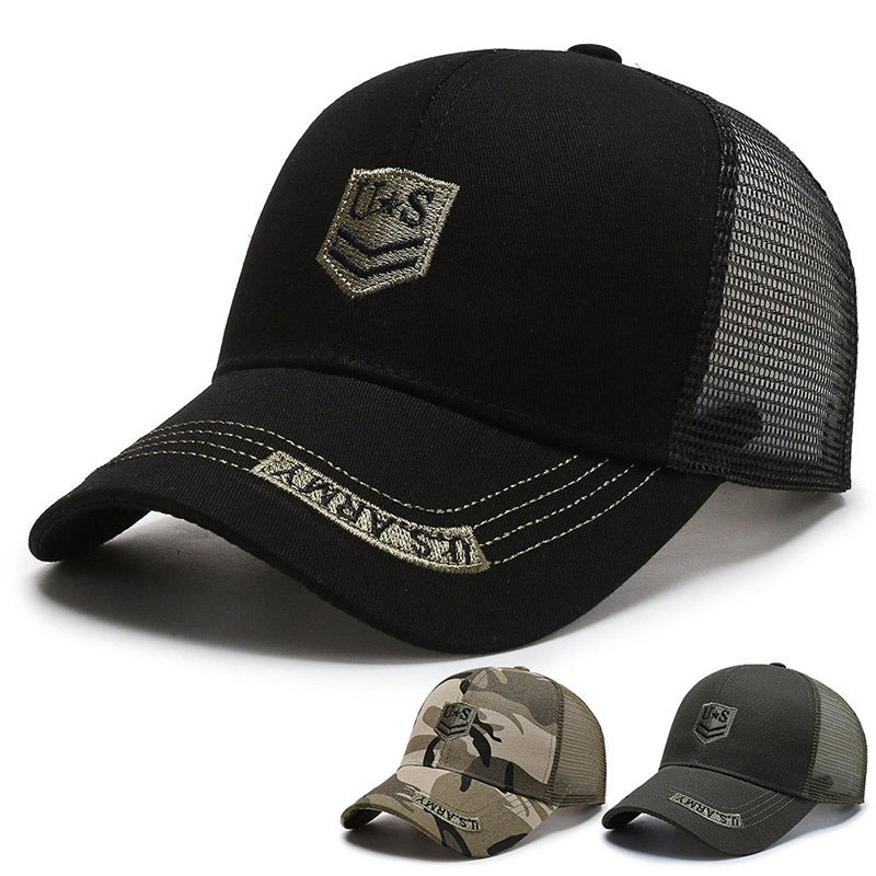 Hat Men'S Camouflage Army Cap Fashion Embroidery Mesh Cap Breathable Outdoor Sports