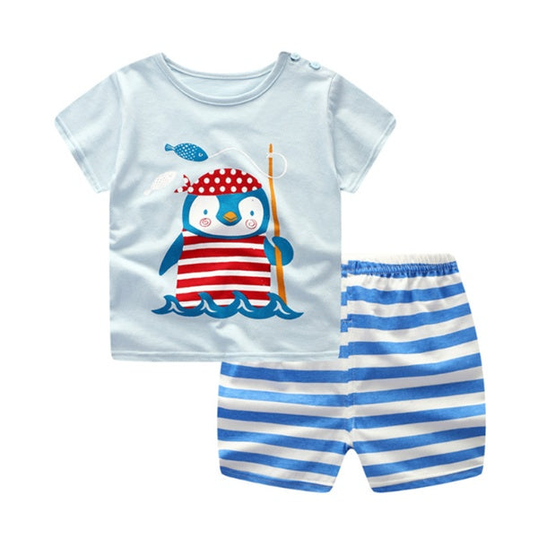 Cartoon Clothing Baby Boy Summer Clothes T-shirt Baby Girl Casual Clothing Sets - watkins innovators