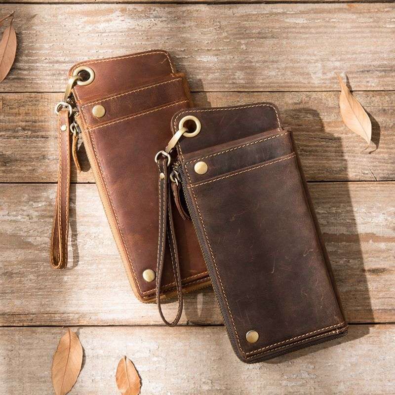 Genuine Leather Large Capacity Zipper Phone Bag - watkins innovators