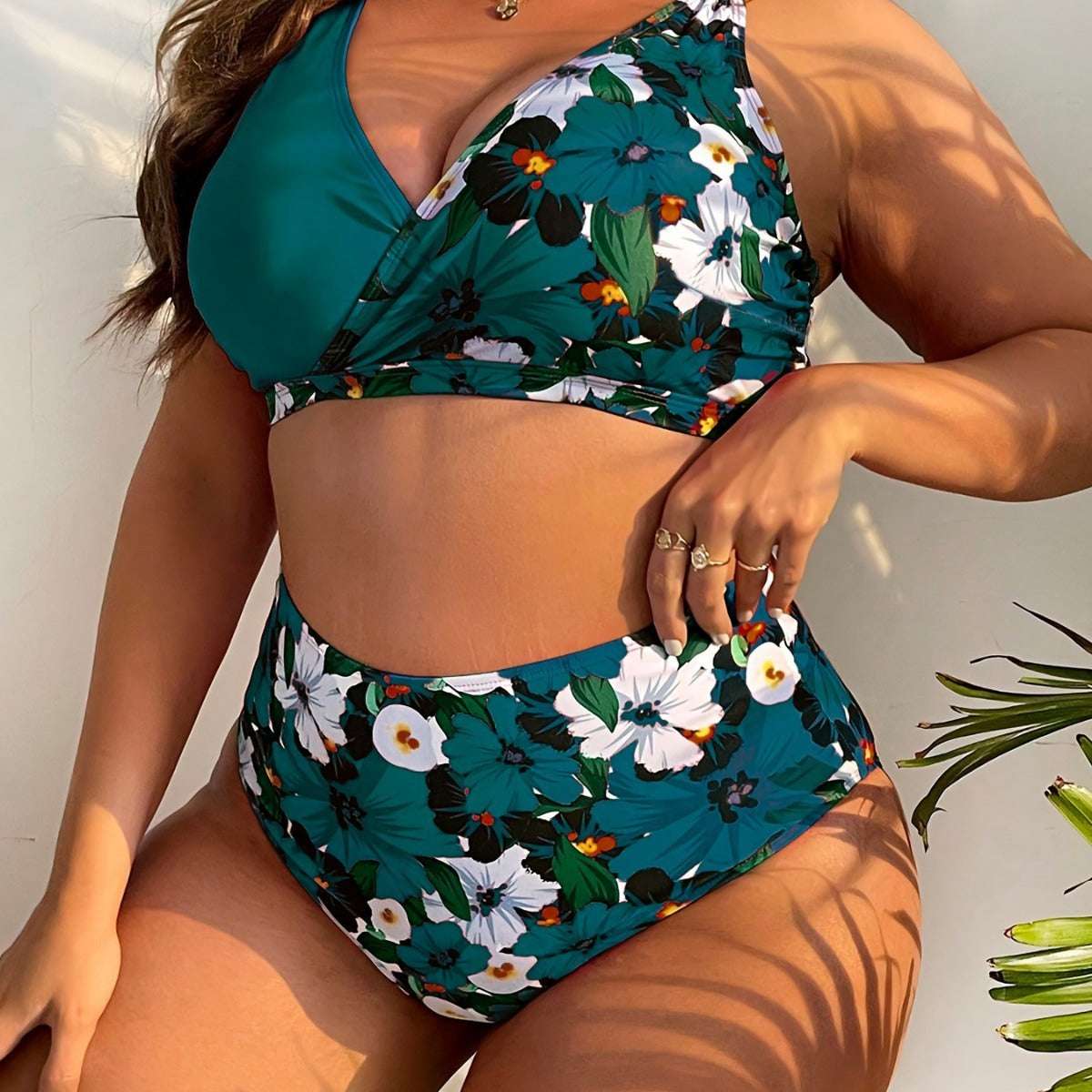 Plus Size Digital Printing Push Up Fashion Women's Split Bikini Swimsuit - watkins innovators