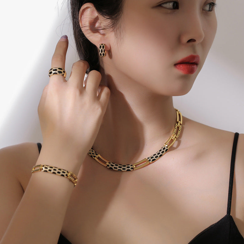 New Korean style diamond earring necklace set - watkins innovators