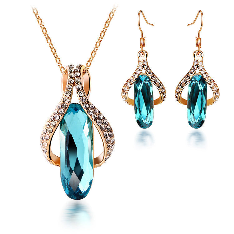 Gold-plated diamond earrings pendant set - watkins innovators