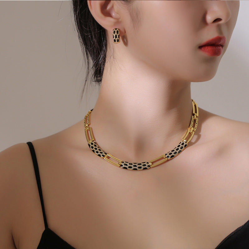 New Korean style diamond earring necklace set - watkins innovators