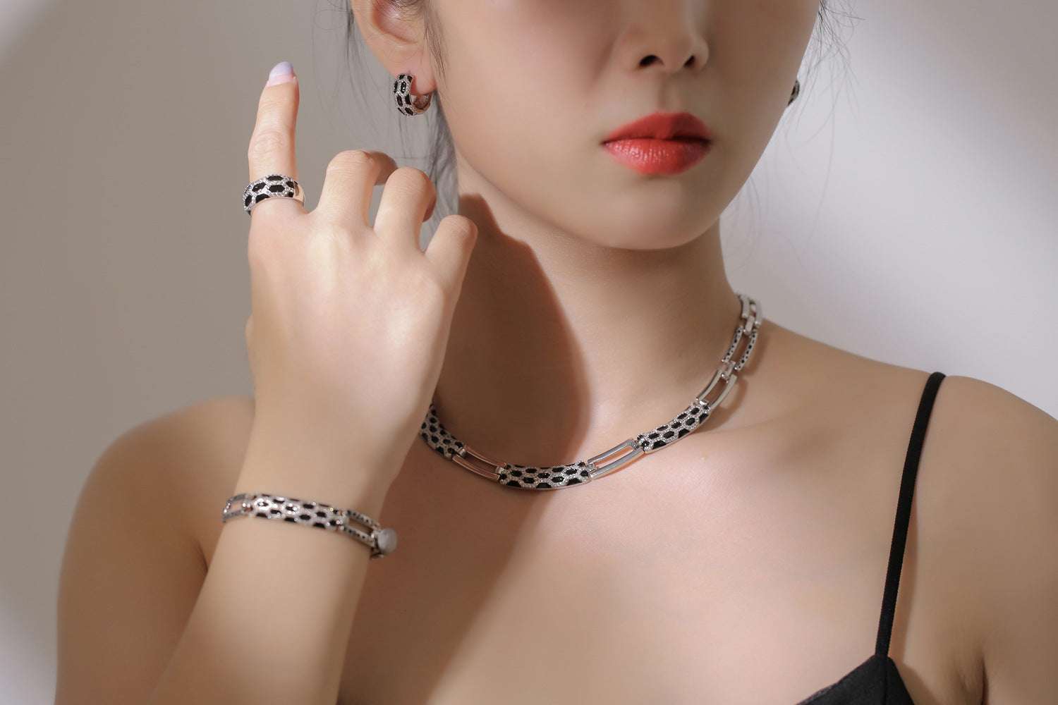 New Korean style diamond earring necklace set - watkins innovators