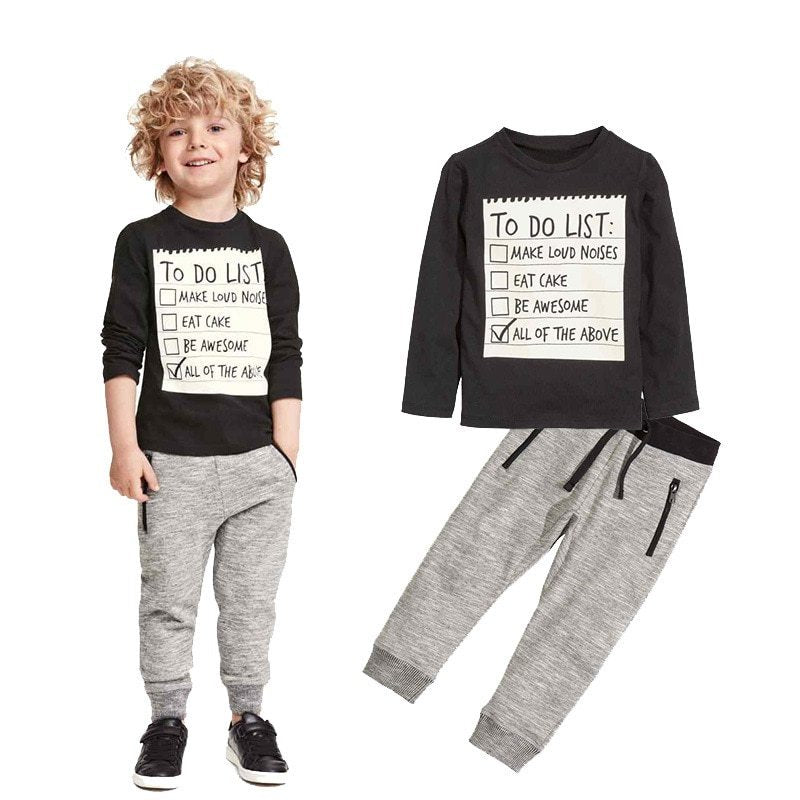 Kids Boys Clothing Set Baby Boy Casual Clothes Spring Autumn Ccotton Long Sleeves T-shirt Pants 2pcs Suit For 3-7 Years - watkins innovators