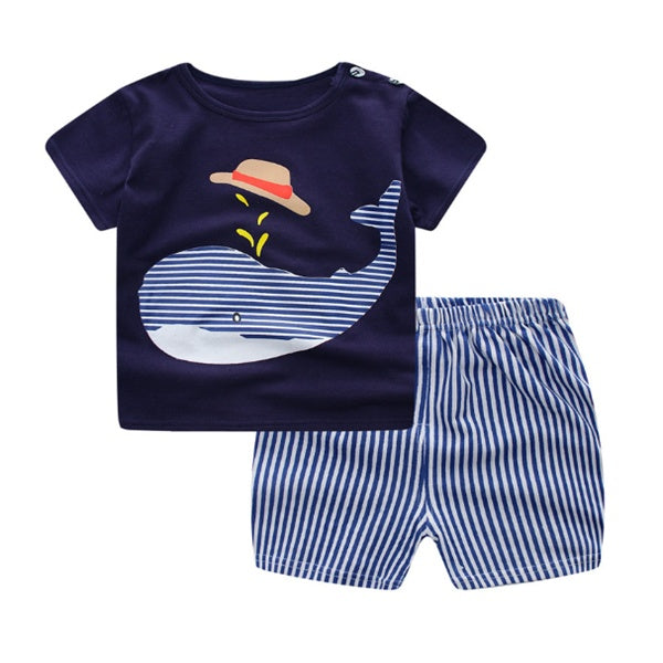 Cartoon Clothing Baby Boy Summer Clothes T-shirt Baby Girl Casual Clothing Sets - watkins innovators