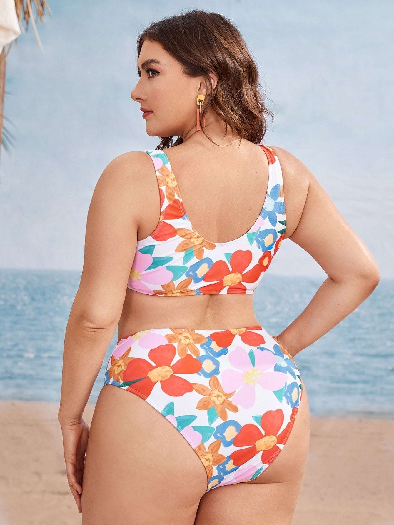 Women's Split Color Printing Plus Size Swimsuit - watkins innovators