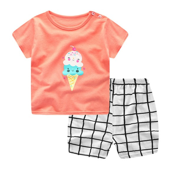 Cartoon Clothing Baby Boy Summer Clothes T-shirt Baby Girl Casual Clothing Sets - watkins innovators