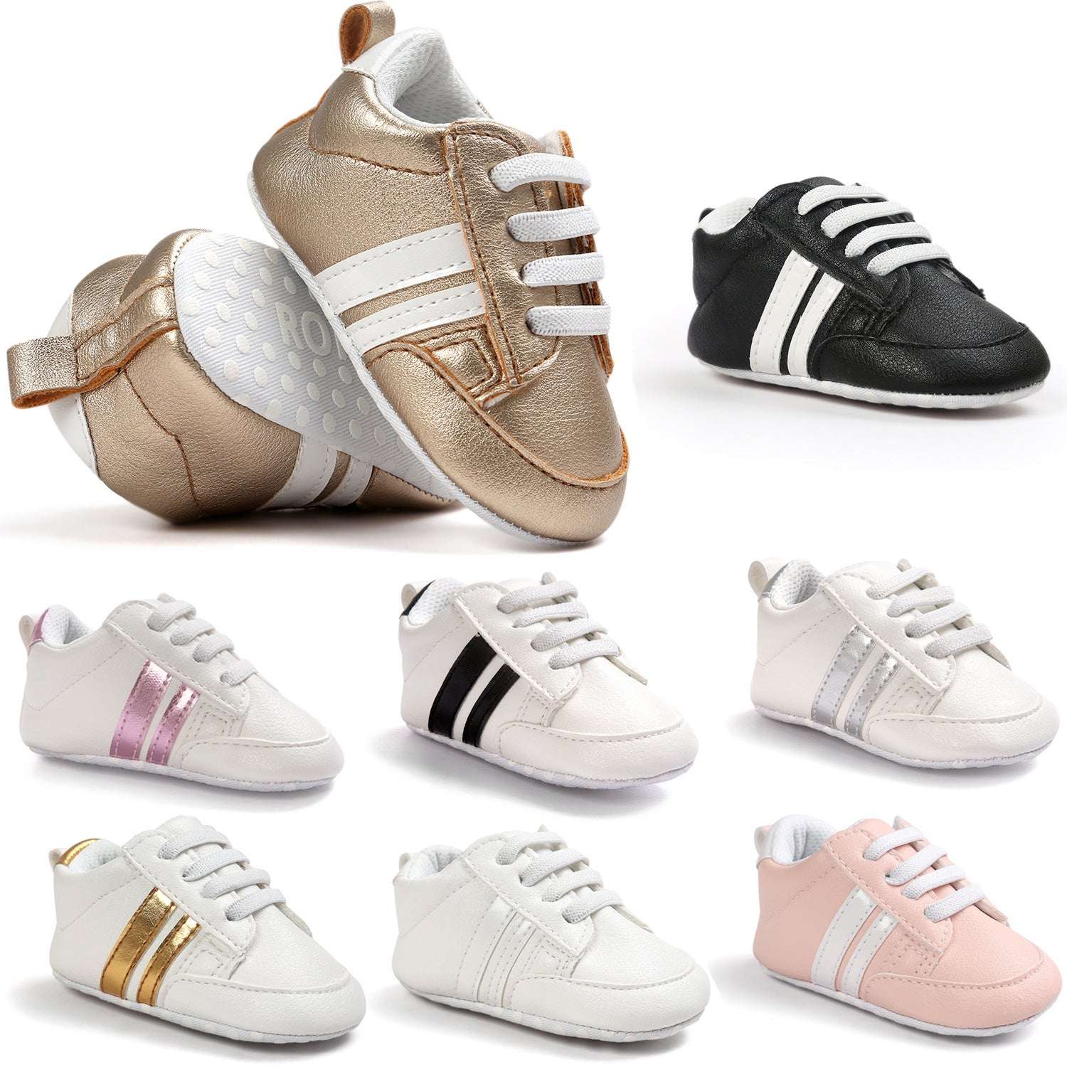 Baby Boy Girl Moccasins Shoes Infant PU Leather Non-slip Soft Newborn Sneakers - watkins innovators