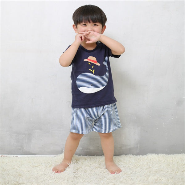 Cartoon Clothing Baby Boy Summer Clothes T-shirt Baby Girl Casual Clothing Sets - watkins innovators