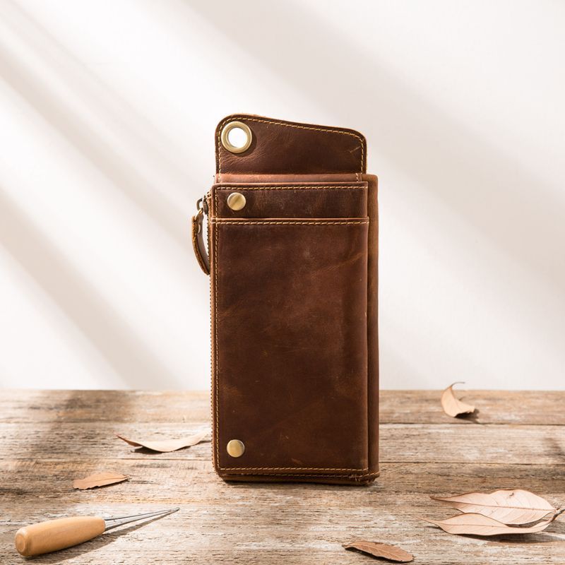 Genuine Leather Large Capacity Zipper Phone Bag - watkins innovators