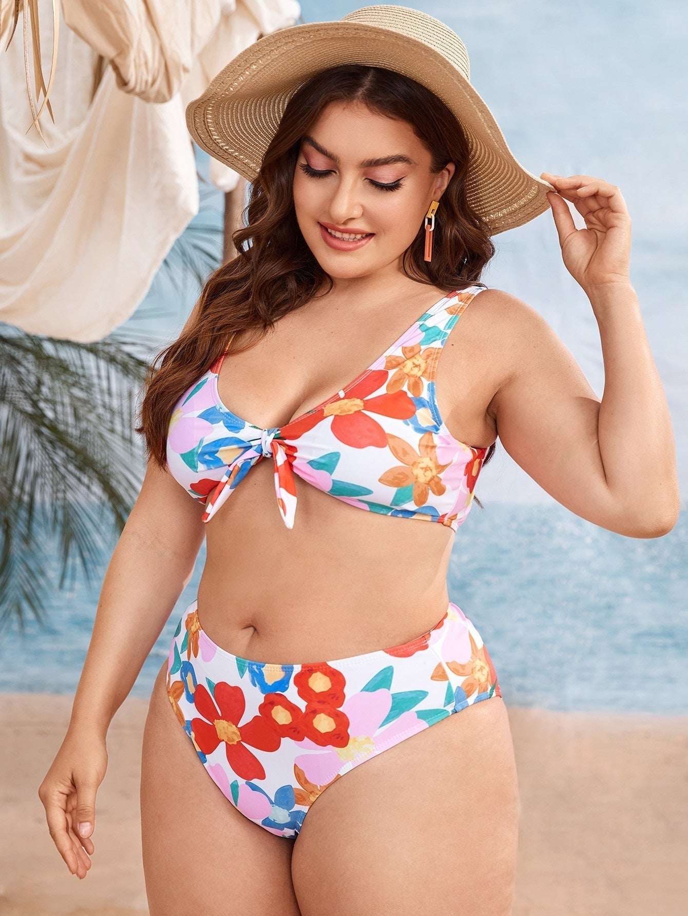 Women's Split Color Printing Plus Size Swimsuit - watkins innovators