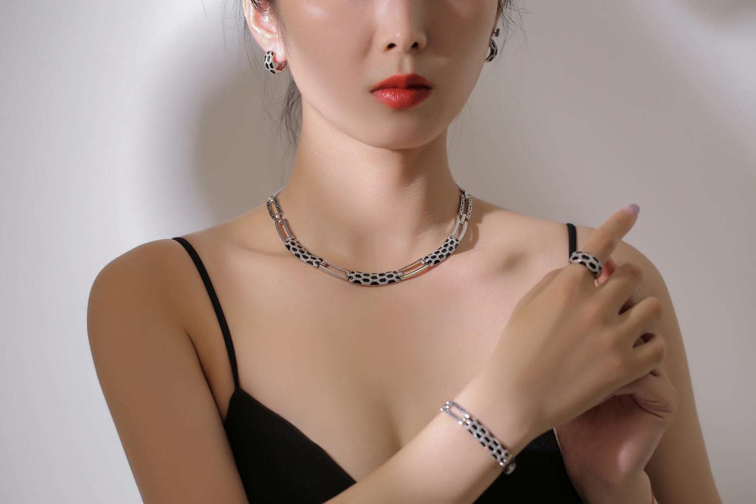 New Korean style diamond earring necklace set - watkins innovators