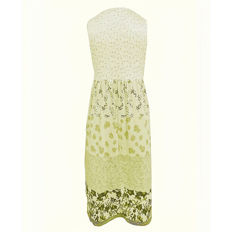 Women's Bohemian Floral Sleeveless Midi Dress Round Neck A-Line Summer Dress For Casual Or Dressy Occasions - watkins innovators