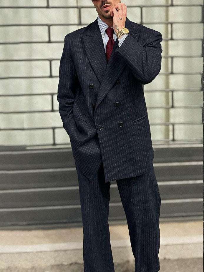 Classic Double - Breasted Pinstripe Men's Suit - watkins innovators