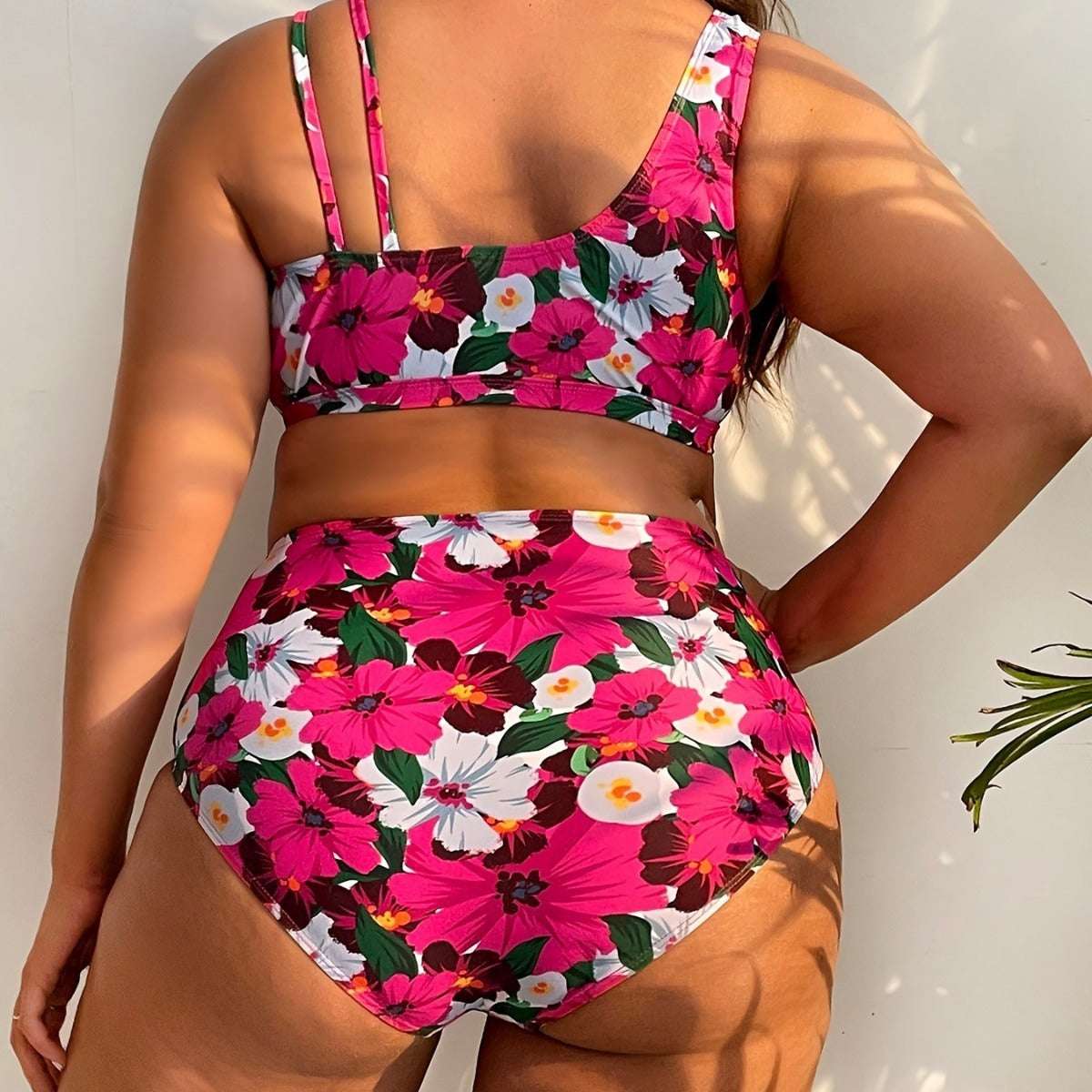 Plus Size Digital Printing Push Up Fashion Women's Split Bikini Swimsuit - watkins innovators