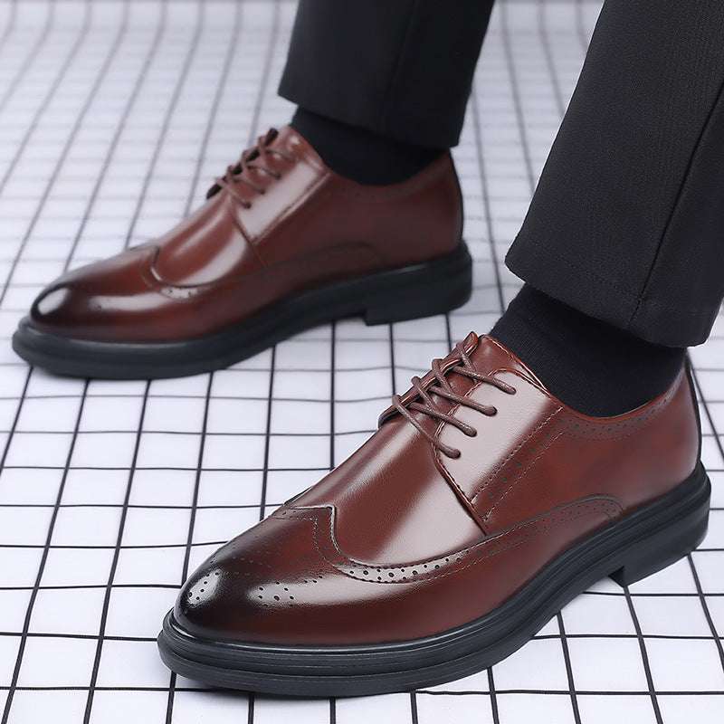 New Men's Brogue Leather Business Casual British Formal Leather Shoes - watkins innovators