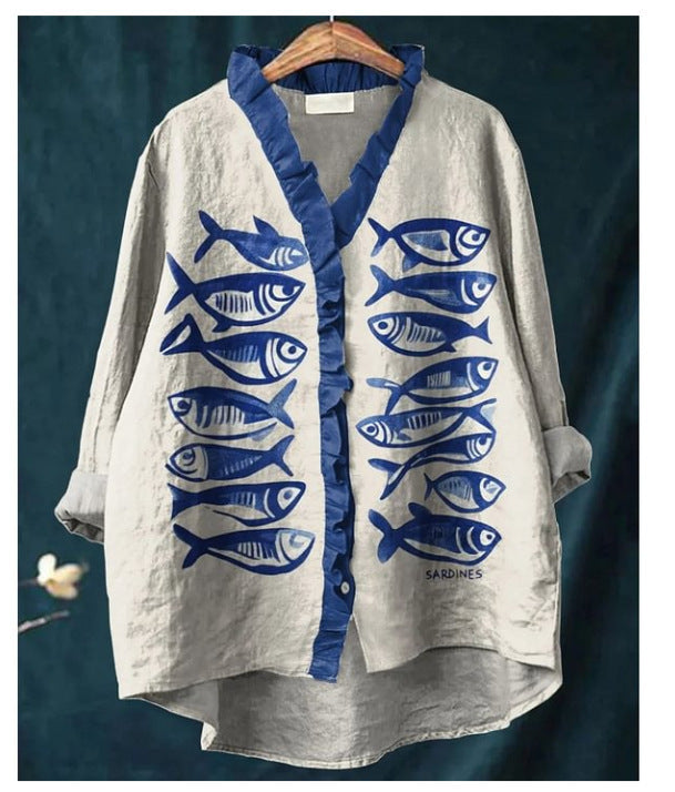 Loose Print Crew Neck Casual Plus Size Women's T-shirt - watkins innovators