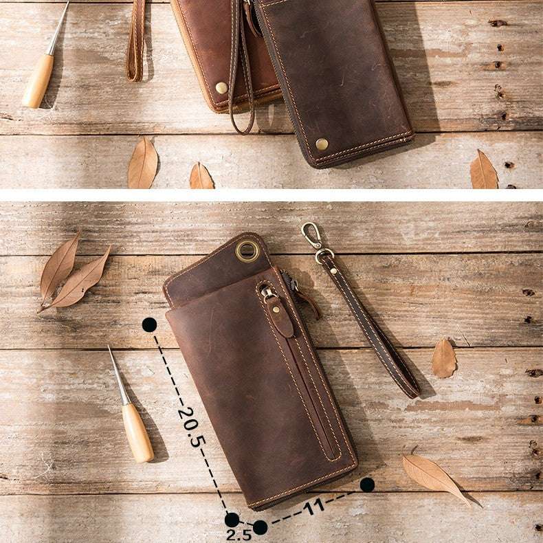 Genuine Leather Large Capacity Zipper Phone Bag - watkins innovators
