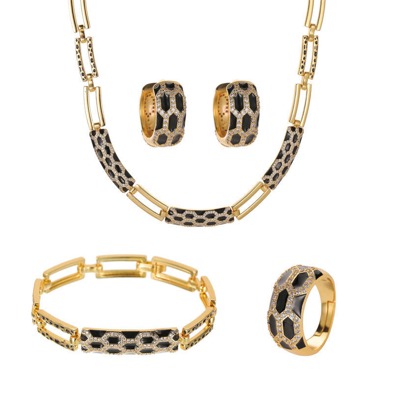 New Korean style diamond earring necklace set - watkins innovators