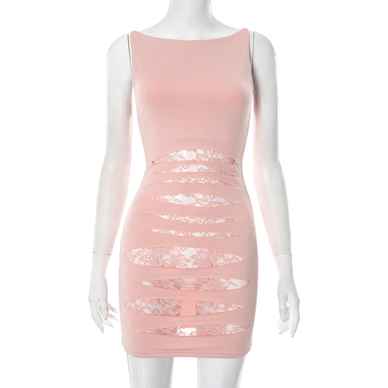 Women's Hip Burning Flower Hollow Dress - watkins innovators