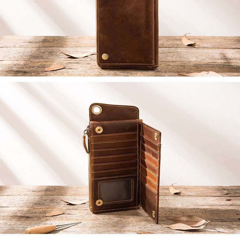 Genuine Leather Large Capacity Zipper Phone Bag - watkins innovators