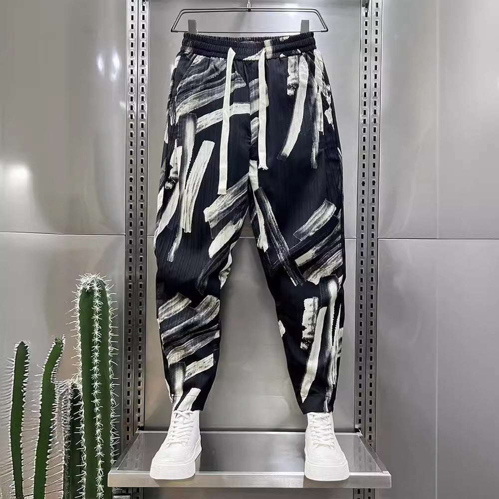 Men's Ice Silk Printed Cotton And Linen Casual Pants - watkins innovators