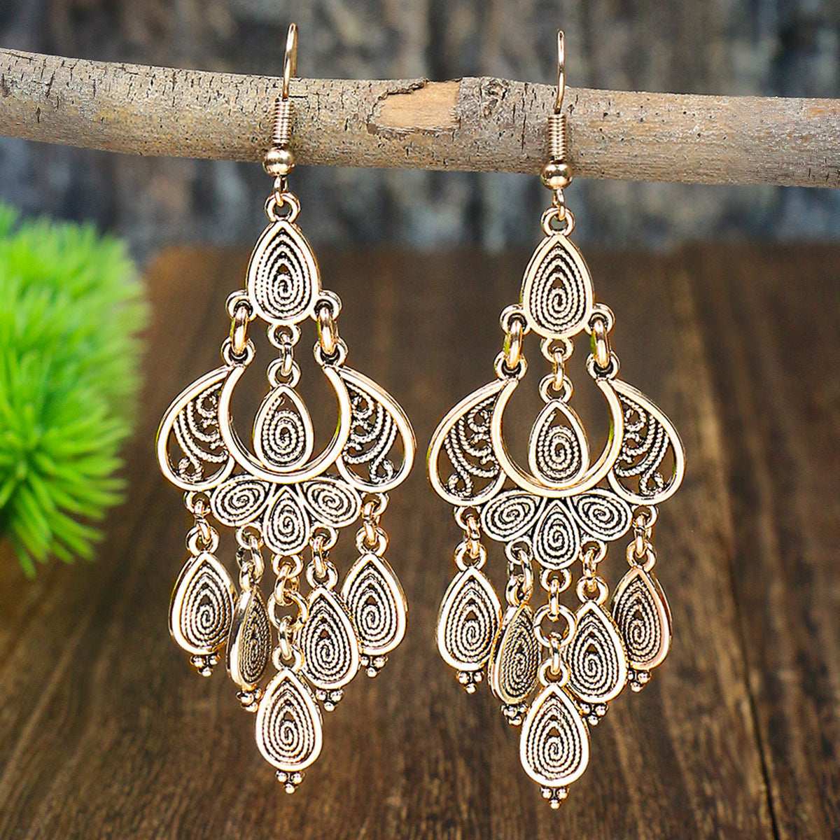 Handmade Old Peacock Tassel Earrings Retro Ethnic Style Long Earrings - watkins innovators
