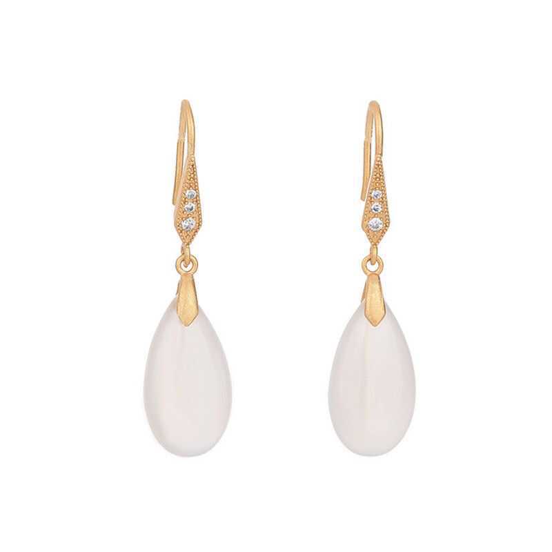 Simple White Jade Water Drop Earrings - watkins innovators
