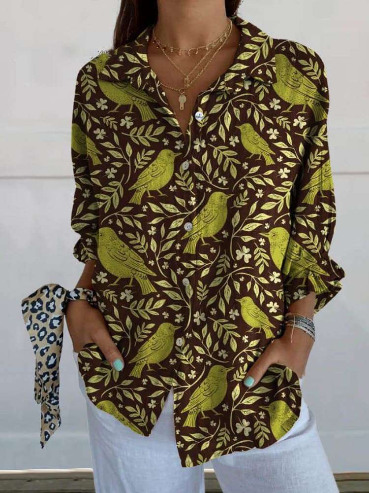 Long Style Long Sleeve Pattern Printed Shirt For Women - watkins innovators