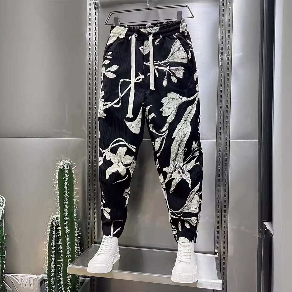 Men's Ice Silk Printed Cotton And Linen Casual Pants - watkins innovators