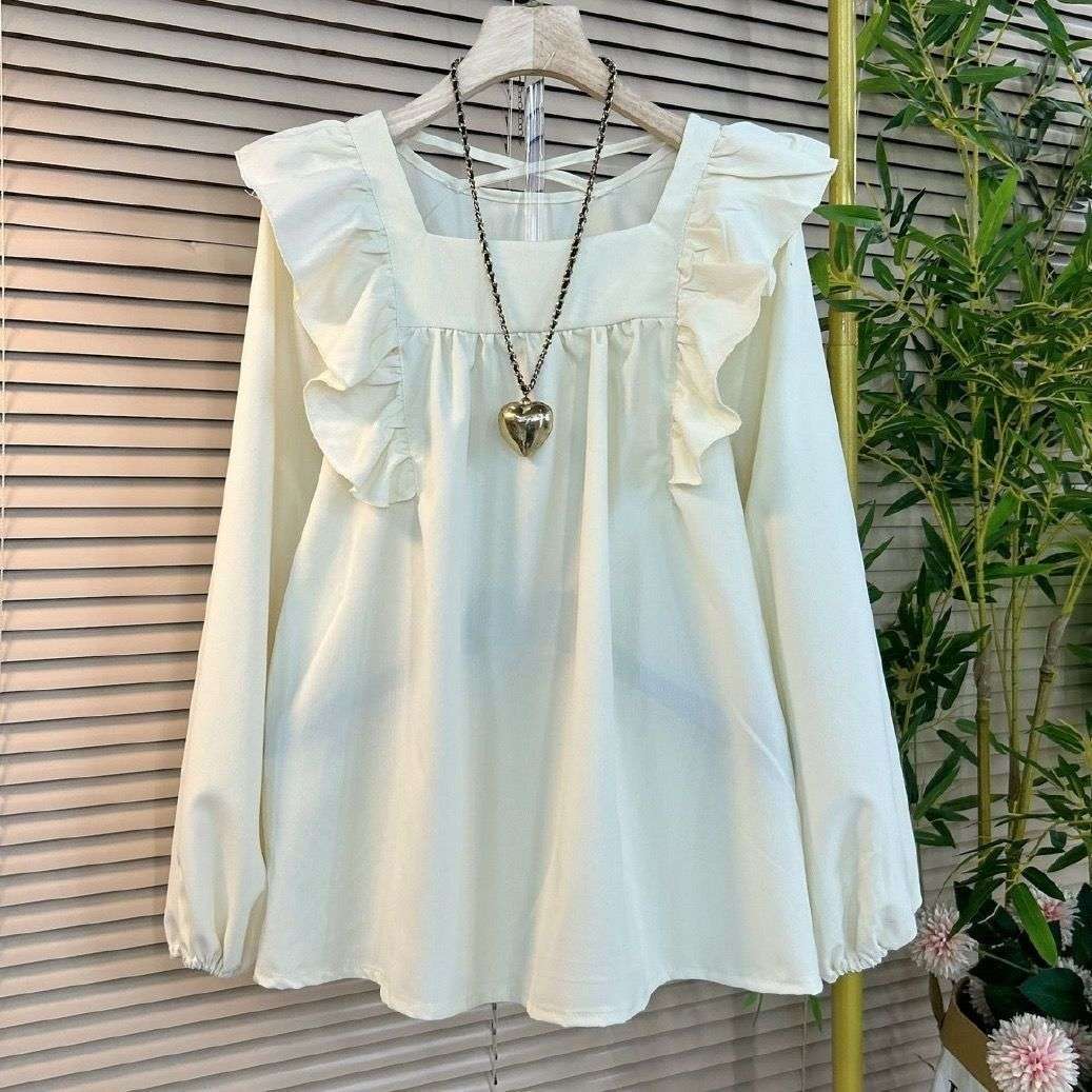 Ruffled Square Collar Beauty Back Sexy Design Women's Shirt - watkins innovators
