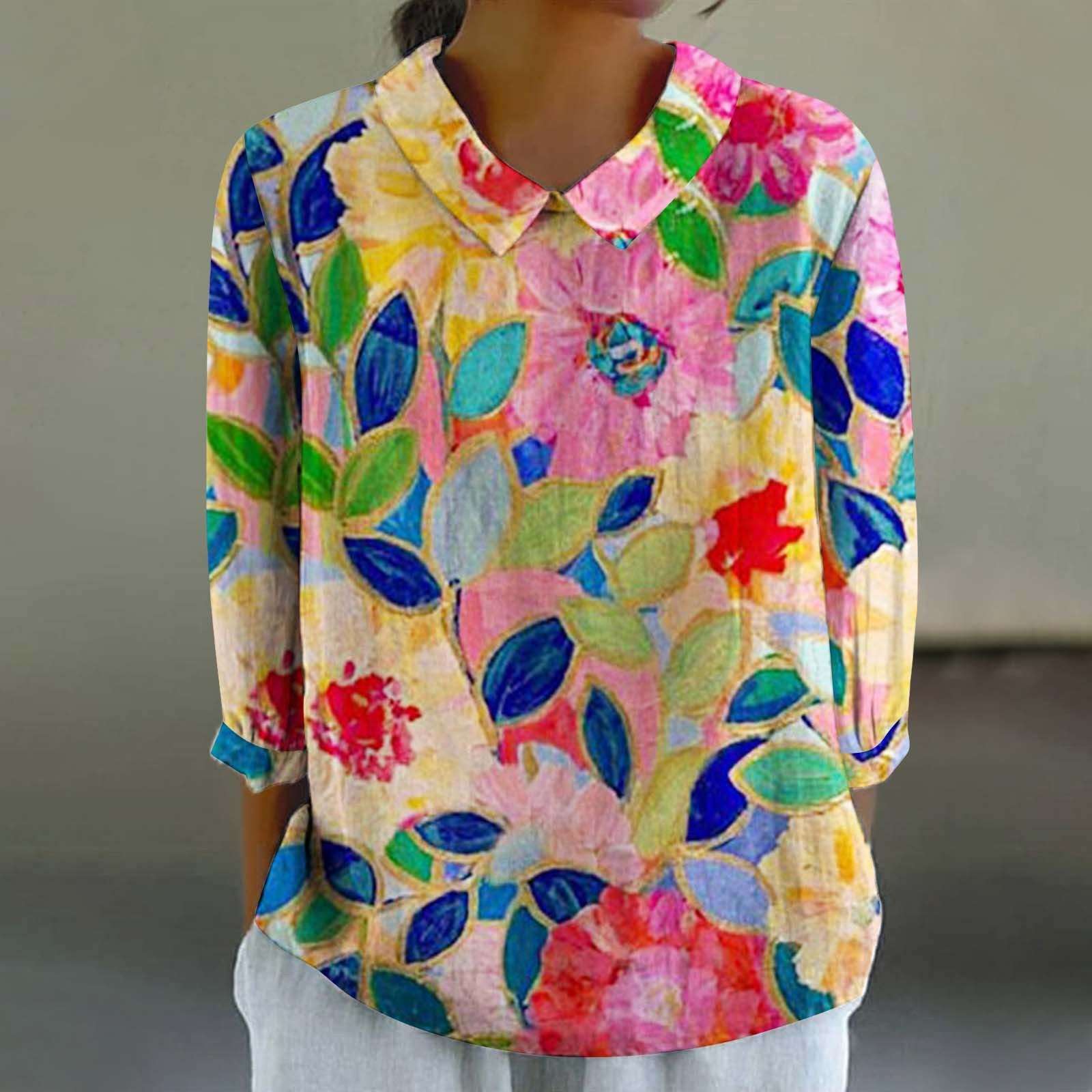Women's Fashionable Retro Chinese Style Floral Print Shirt - watkins innovators