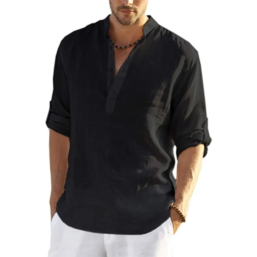 Casual Linen Shirt Solid Color - watkins innovators