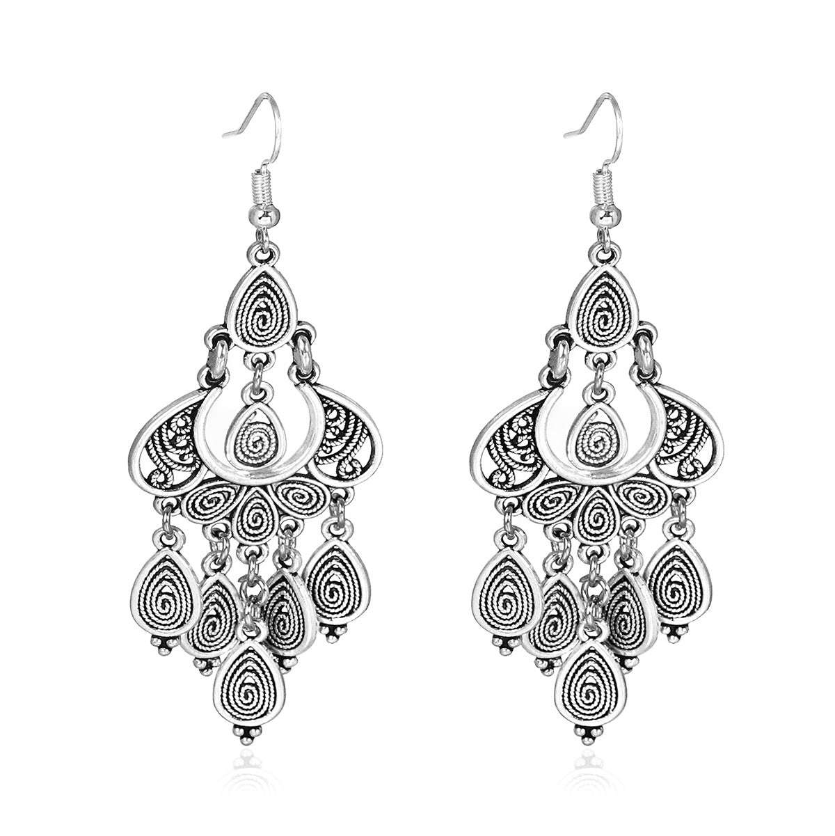 Handmade Old Peacock Tassel Earrings Retro Ethnic Style Long Earrings - watkins innovators
