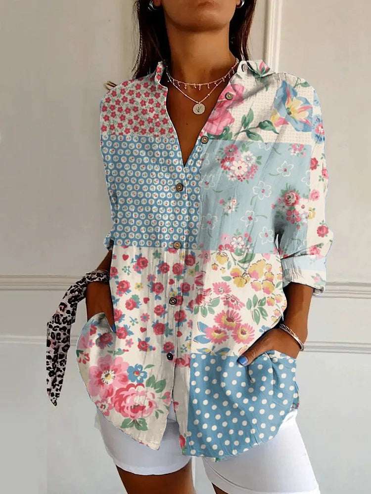 Long Style Long Sleeve Pattern Printed Shirt For Women - watkins innovators