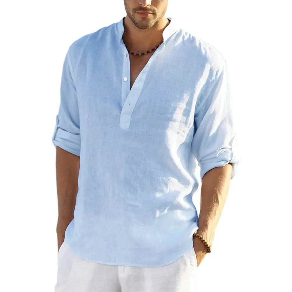 Casual Linen Shirt Solid Color - watkins innovators