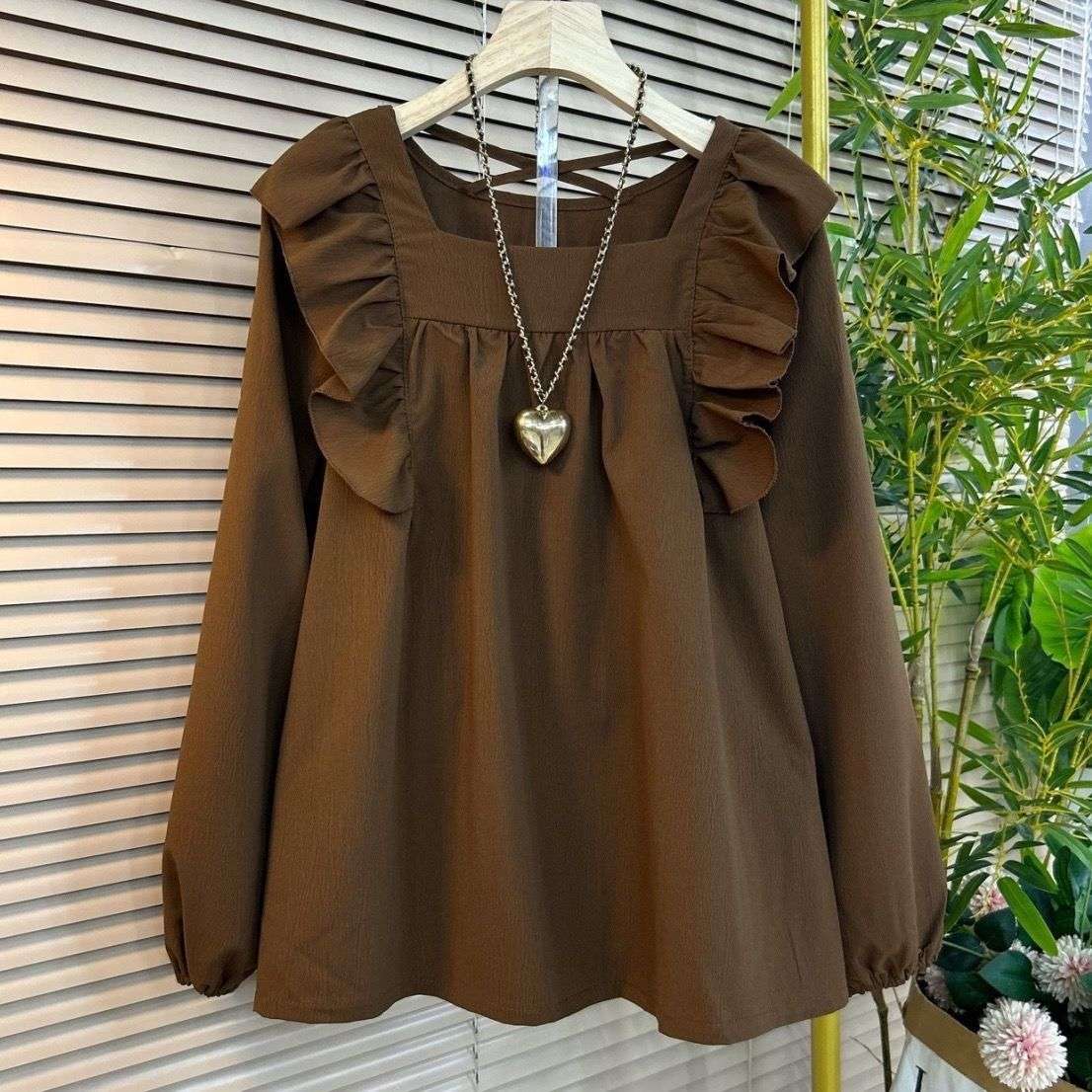Ruffled Square Collar Beauty Back Sexy Design Women's Shirt - watkins innovators